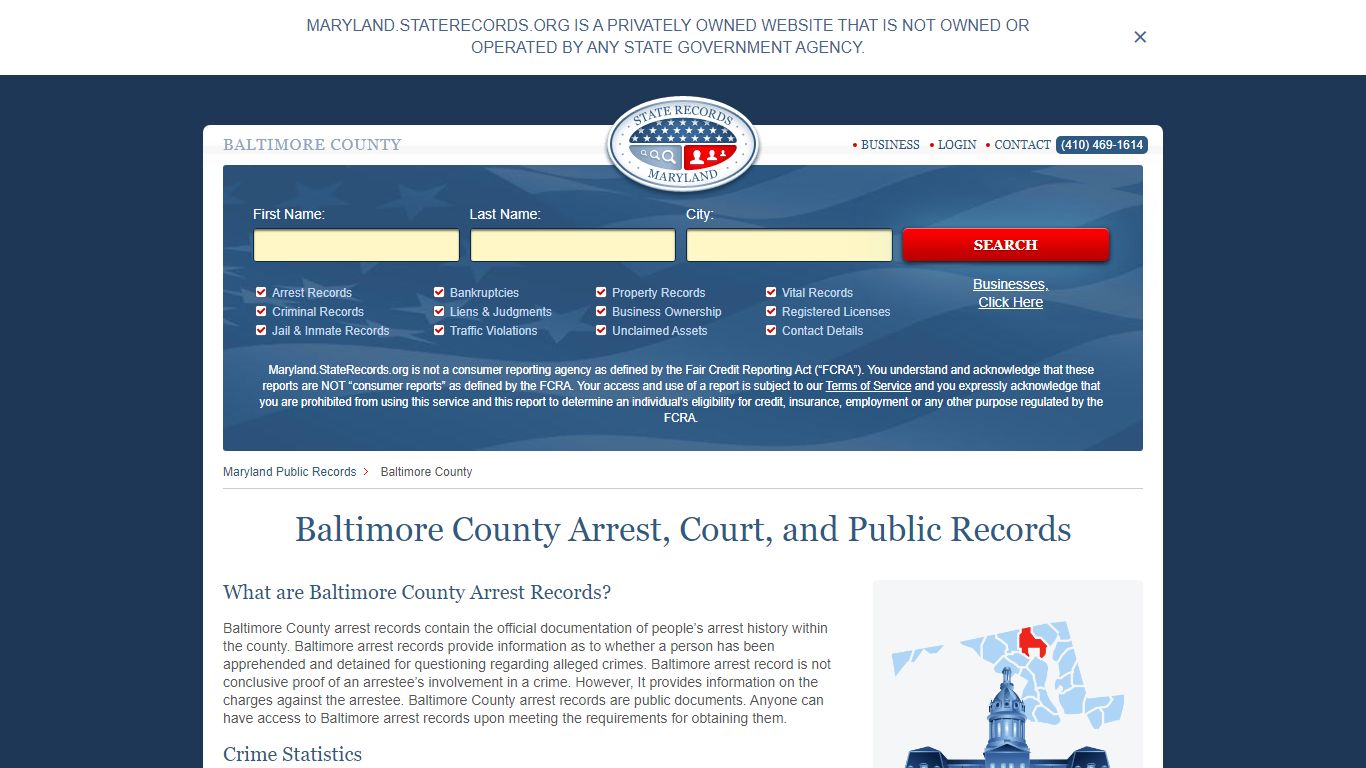 Baltimore County Arrest, Court, and Public Records