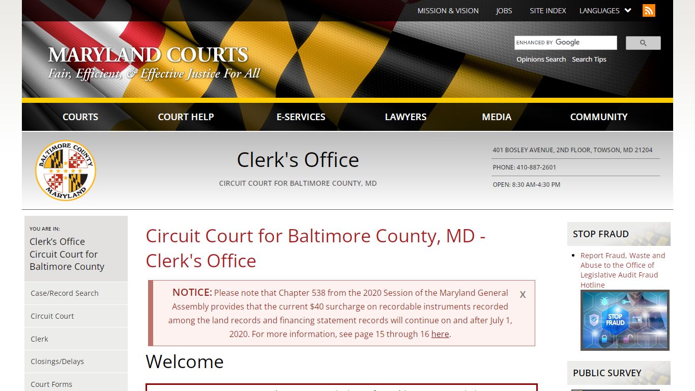 Circuit Court for Baltimore County, MD - Clerk's Office